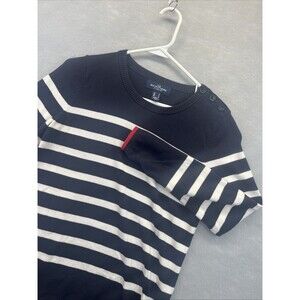 The Outfitters by Lands End Striped Crew Neck Sweater Navy White Womens Size S